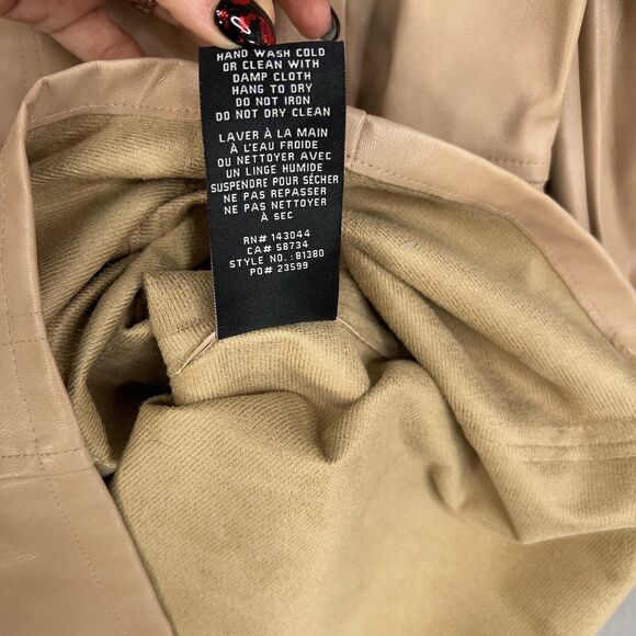 7 For All Mankind Dress Womens XS Tan Faux Leather Square Neck Puff Sleeve Mini - Picture 7 of 14